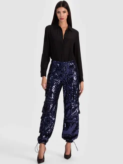 Alice and Olivia CARGOS*OLYMPIA SEQUIN CARGO PANT