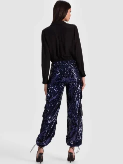Alice and Olivia CARGOS*OLYMPIA SEQUIN CARGO PANT