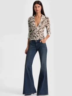 Alice and Olivia CROP TOPS*PORTIA MESH BUTTON DOWN