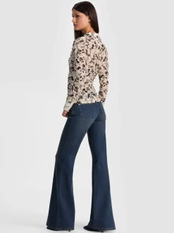 Alice and Olivia CROP TOPS*PORTIA MESH BUTTON DOWN