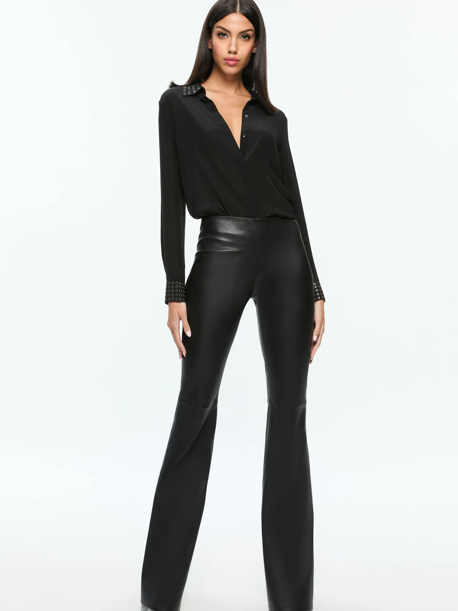 Alice and Olivia LEATHER AND SUEDE*RMP LEATHER PANT