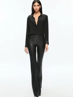 Alice and Olivia LEATHER AND SUEDE*RMP LEATHER PANT