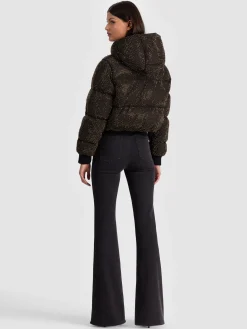 Alice and Olivia ANDREW PANT|JADE MESH BUTTON DOWN*ROBENA EMBELLISHED PUFFER