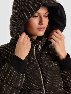 Alice and Olivia ANDREW PANT|JADE MESH BUTTON DOWN*ROBENA EMBELLISHED PUFFER