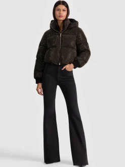 Alice and Olivia ANDREW PANT|JADE MESH BUTTON DOWN*ROBENA EMBELLISHED PUFFER