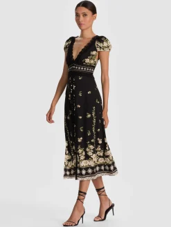 Alice and Olivia MIDI*ROSE MIDI DRESS