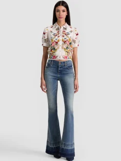 Alice and Olivia BLOUSES*ROSIE CROPPED BUTTON DOWN