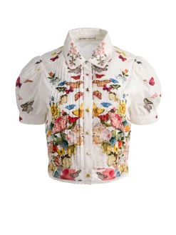 Alice and Olivia BLOUSES*ROSIE CROPPED BUTTON DOWN