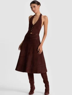 Alice and Olivia MIDI*SOSIE SUEDE MIDI SKIRT
