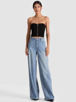 Alice and Olivia CROP TOPS*TASHA ZIP FRONT CORSET