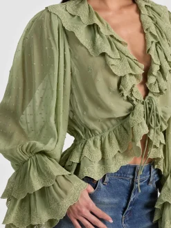 Alice and Olivia BLOUSES*TENNEY CROPPED BLOUSE