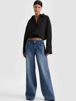 Alice and Olivia CROP TOPS*TOBIE CINCHED BUTTON DOWN