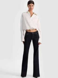Alice and Olivia CROP TOPS*TOBIE CINCHED BUTTON DOWN